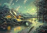 Thomas Kinkade Canvas Paintings - Christmas Moonlight